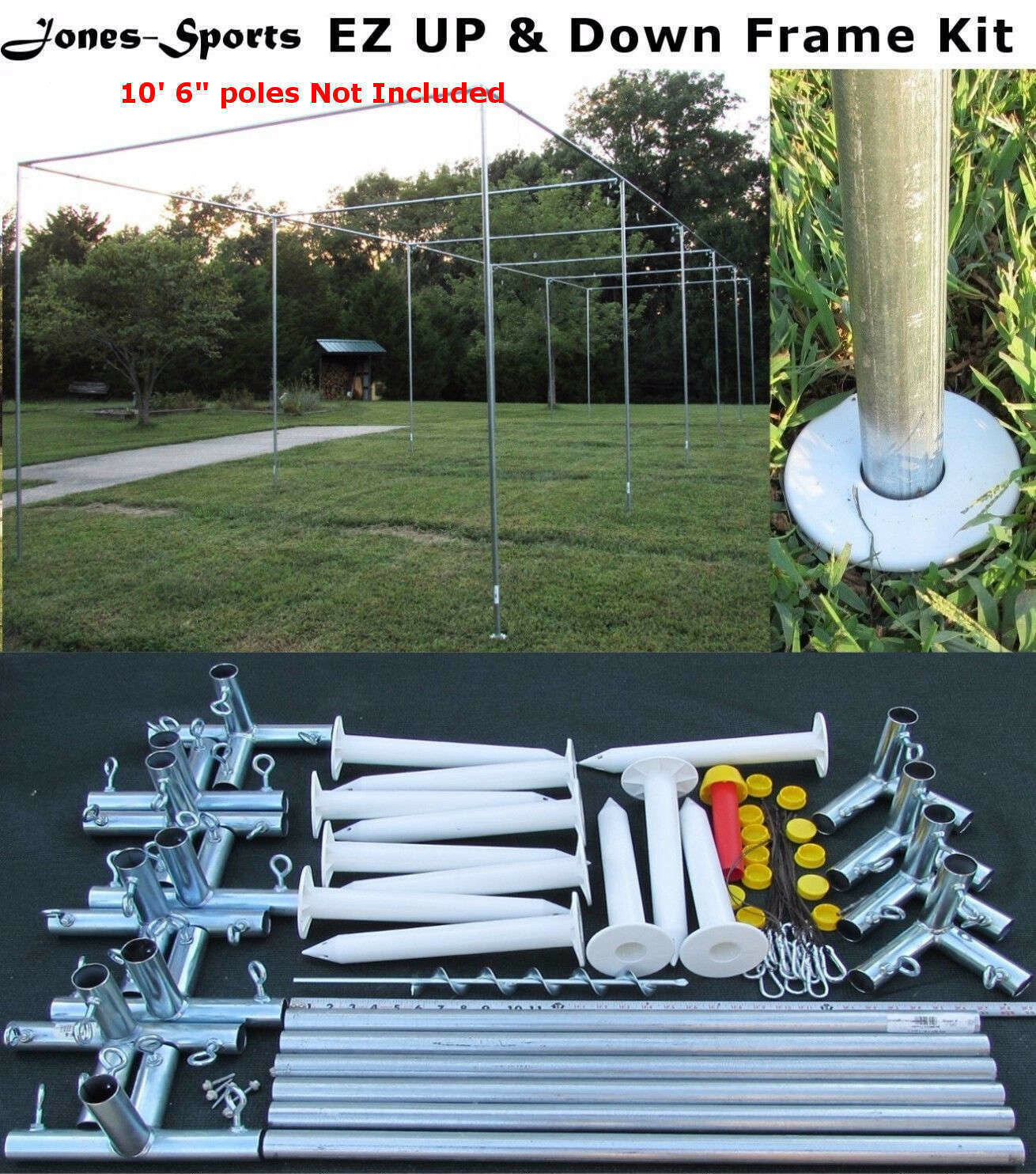 Jones-Sports Batting Cage Nets W/ Optional Frame Kit Netting Is #42 Twine 60-Ply